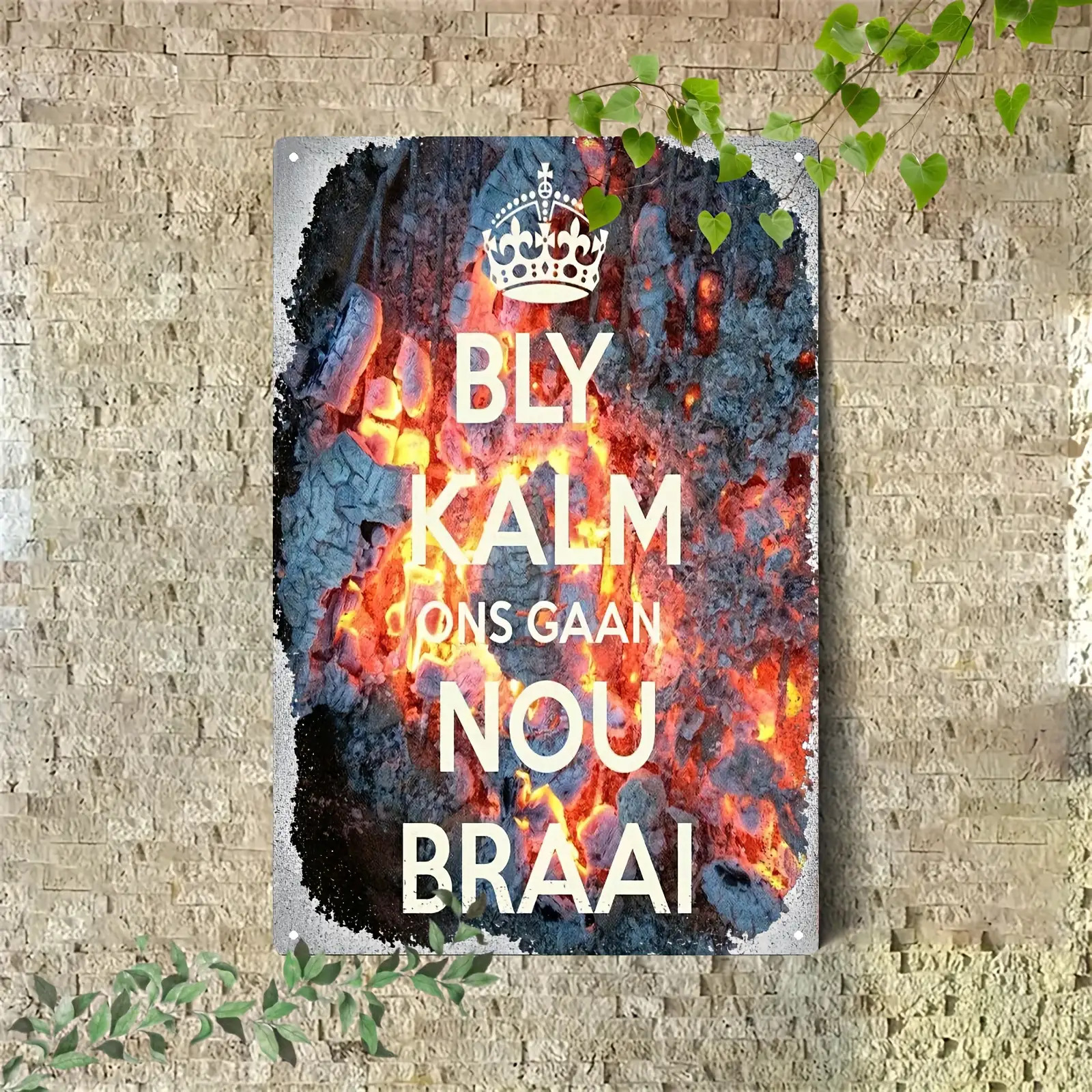 TEMU 2d Flat, 1pc Heavy-duty Metal Braai Sign - Afrikaans Bbq Decor Featuring "byl Kalm Ons Gaan Nou Braai" - Pit Wall Art Suitable For A For Man