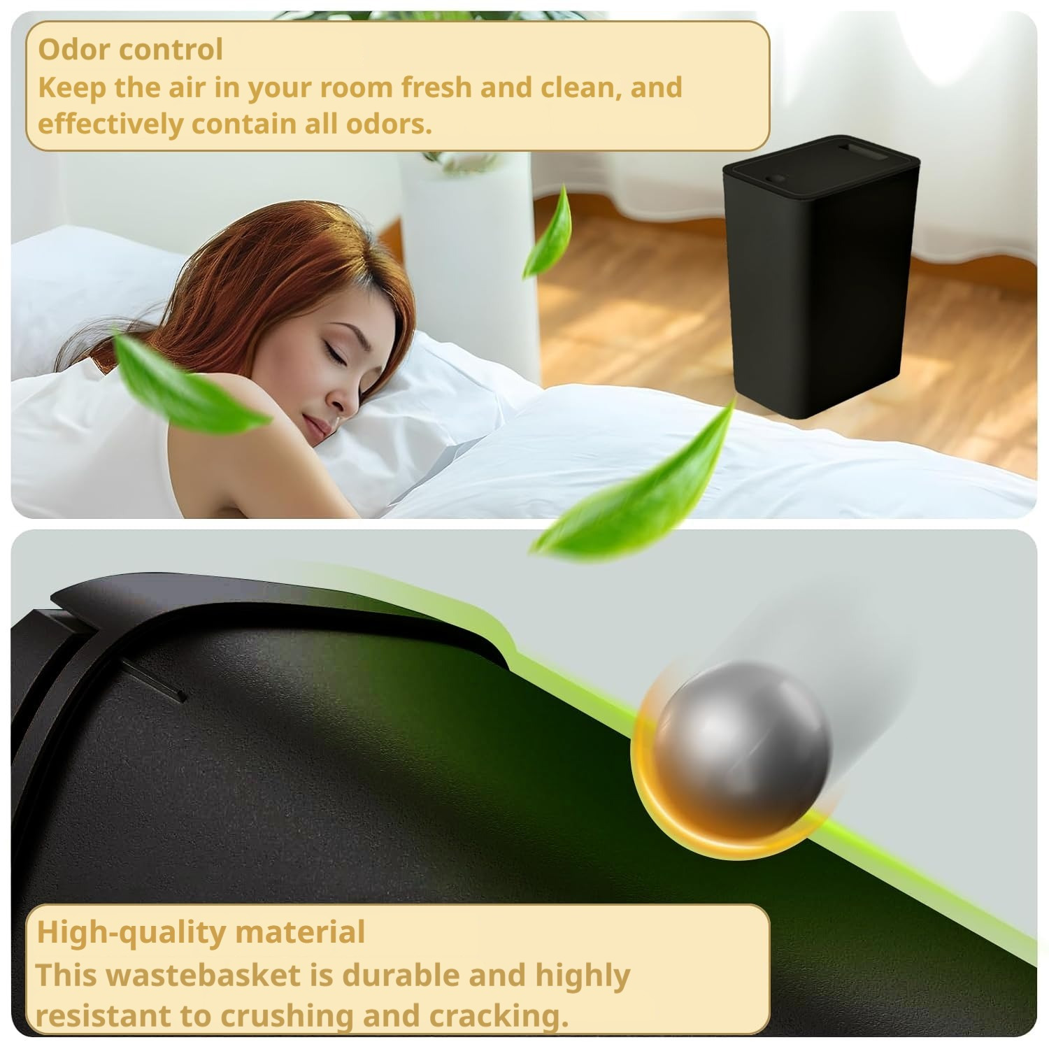 3 piezas de cubo de basura de 15L con tapa sellada, antideslizante, antiolor y silencioso, universal para baño, cocina, dormitorio, incluye más de 100 bolsas de basura gratis.