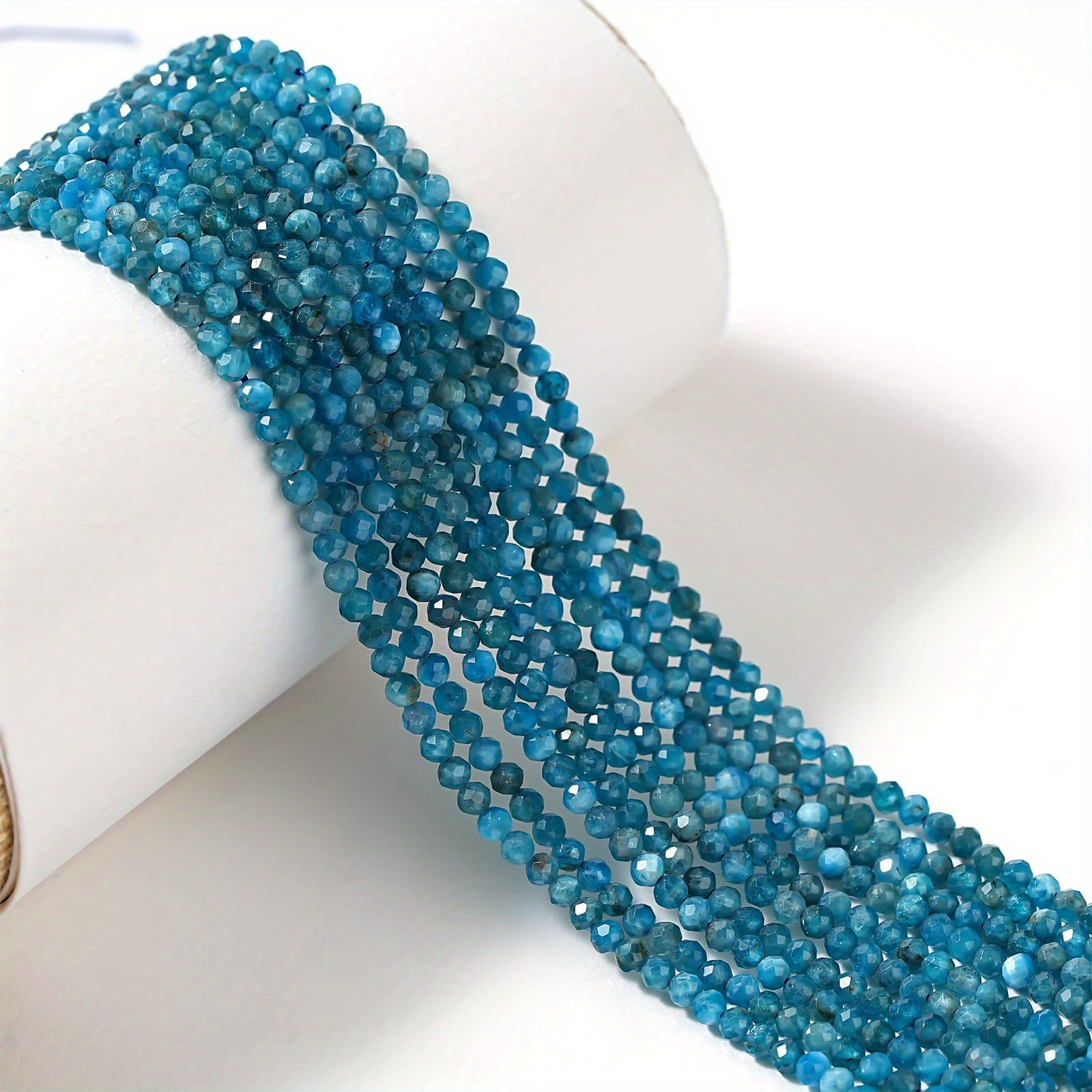 

15" Strand Of Natural Apatite Beads, 2mm-4mm Round Loose Stone Beads For Making, Bracelet Accessories, Craft Supplies