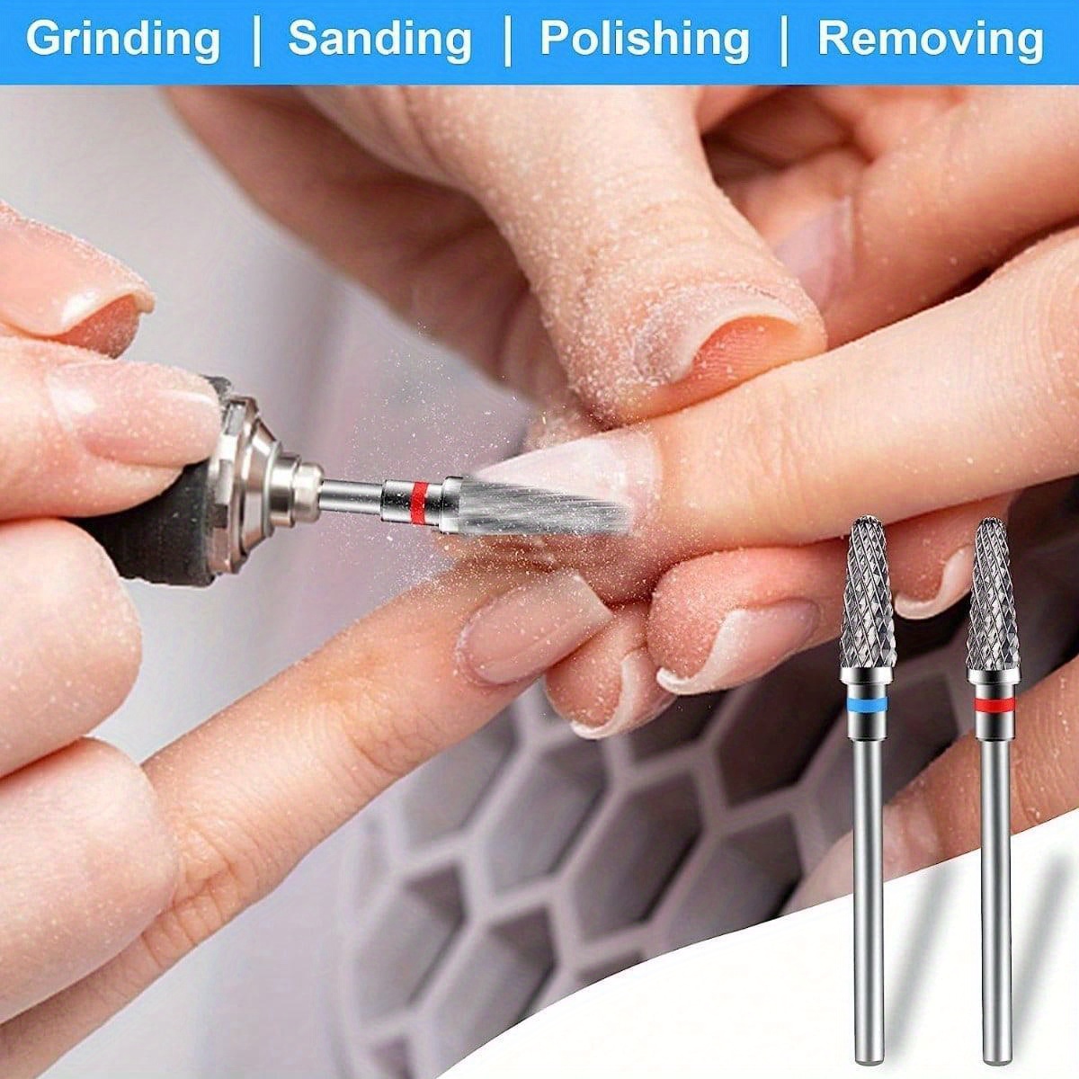 TEMU 2pcs For Nail Drill Bits For Acrylic For Nails, 3/32" Shank Drill Bits For Electric For Nail Drill Bits For /fine And Medium For Nail Bits -