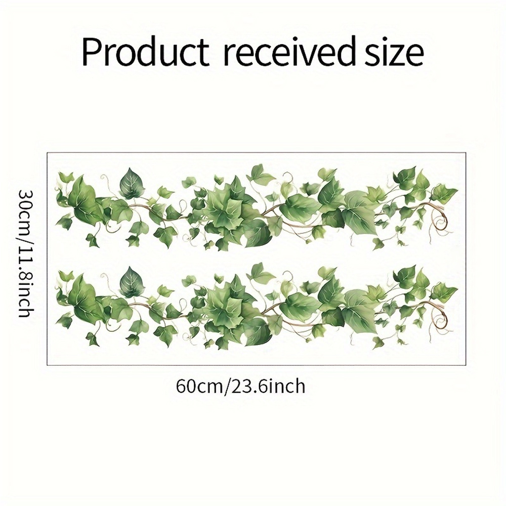 Image of 1pc Green Leaf Vine ; Wall Corner Decoration, Self-adhesive Removable Wall Sticker, Suitable For Living Room, Bedroom, Washstand, Restroom, And Other Decorations