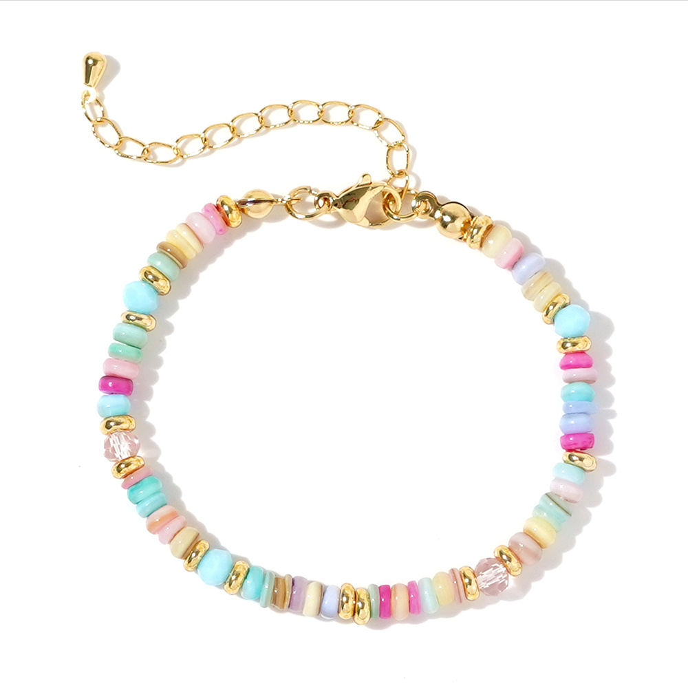 TEMU Bracelet à une seule tige de perles | de bonbon doux et perles d'espacement jaunes plaquées or avec fermoir mousqueton | Accessoire ajustable
