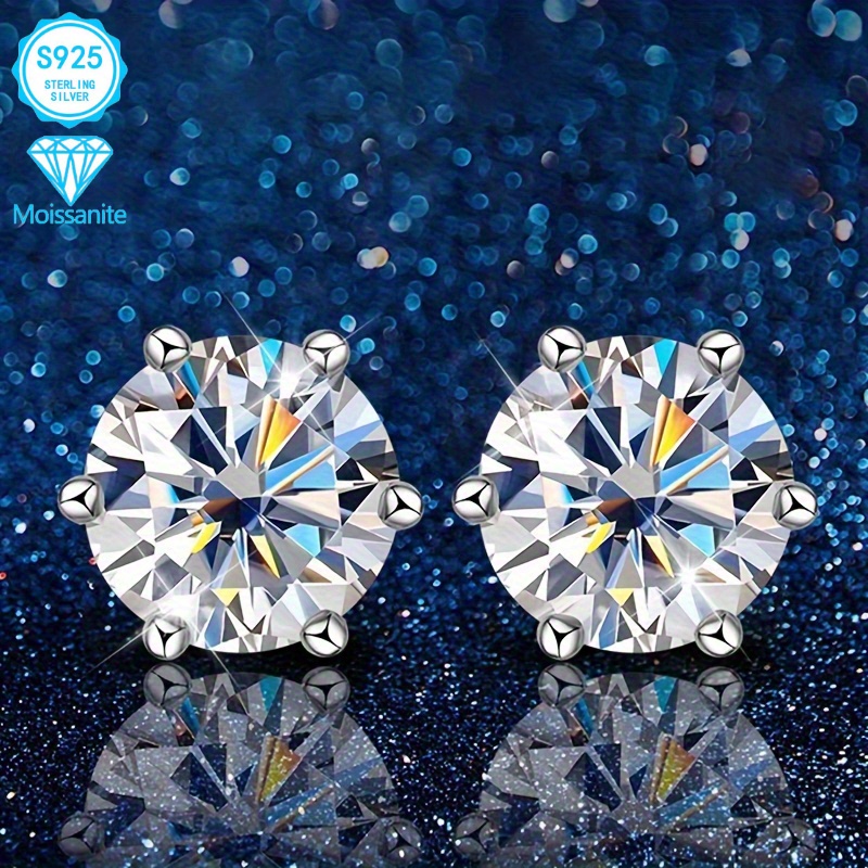   2pcs 925 sterling   womens moissanite earrings 1 carat 2 carat hypoallergenic nickel free vintage style suitable for daily party wear best gift for friends on holidays birthday gift Product details 0