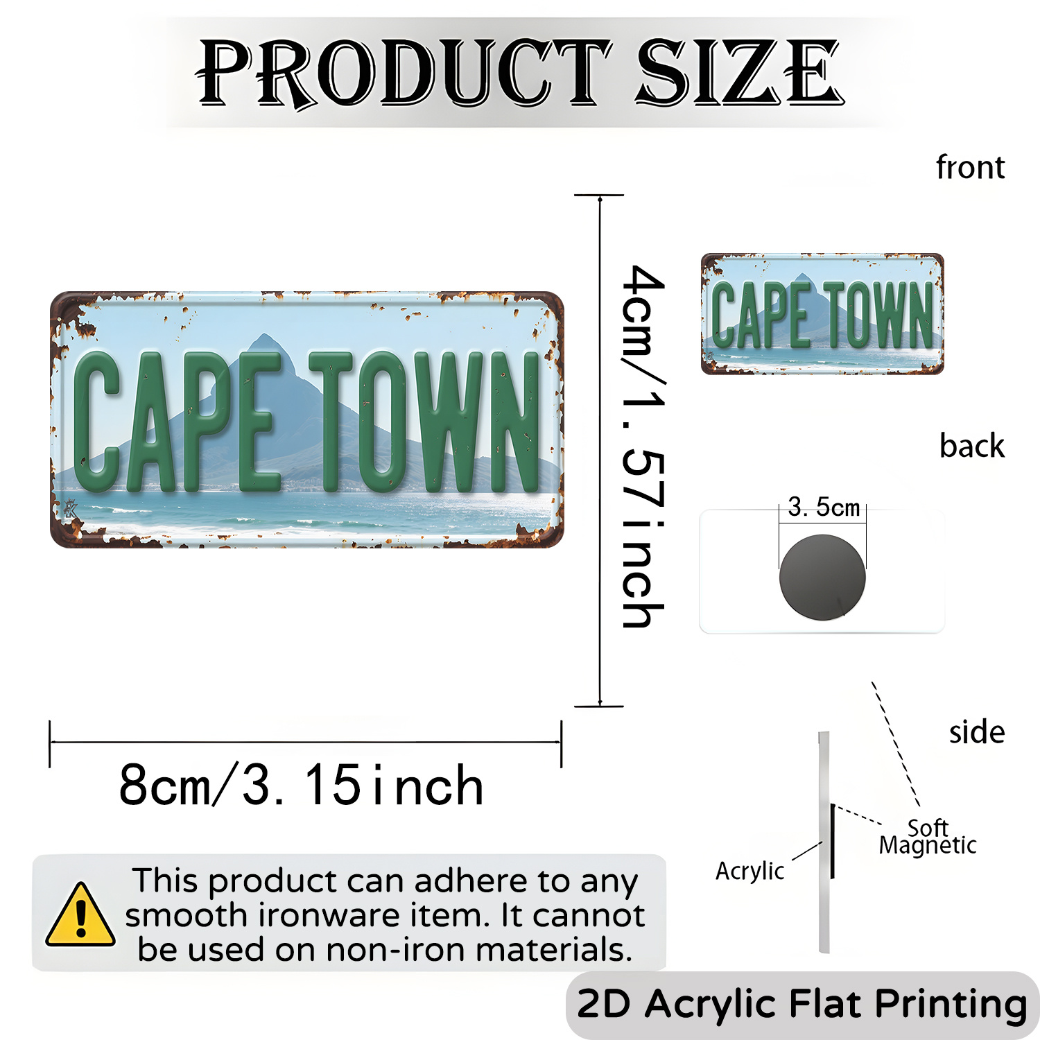 TEMU 1pc, Vintage Cape Town Fridge Magnet, South African City, Travel Souvenir, Suitable For Man Caves, Mailboxes, Car Door Decoration, Used For Door