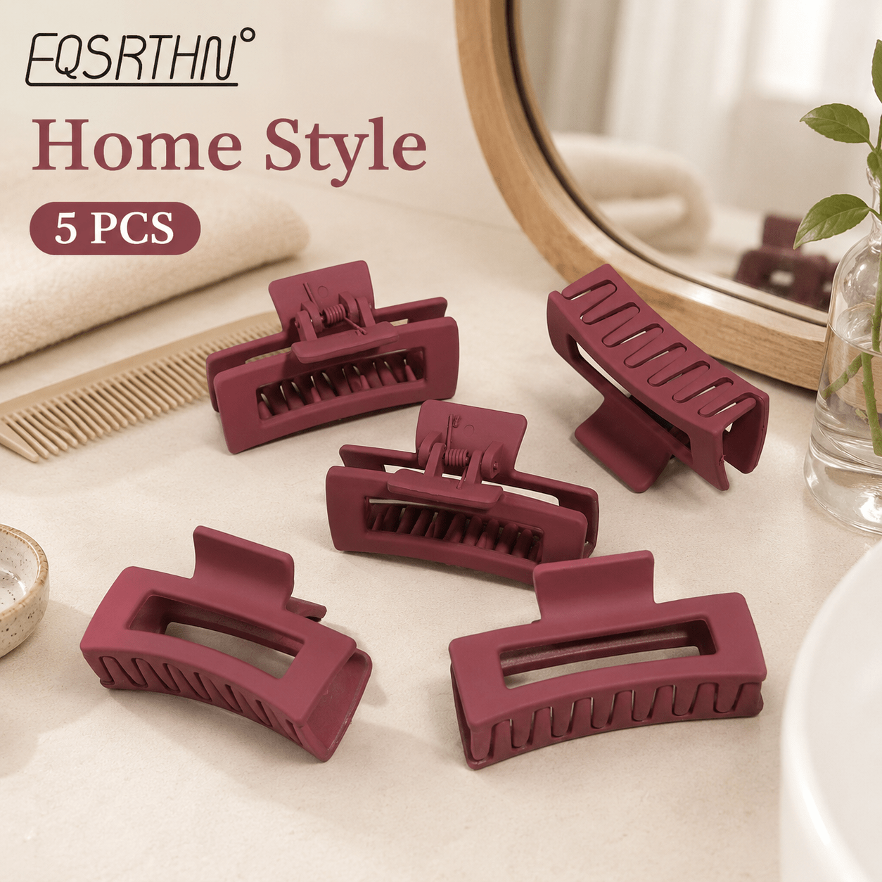 5pcs Matte End Strong Hold Hair Claw Clip Set