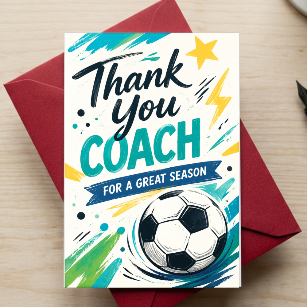 TEMU Thank You Card Soccer Theme Design For Team Perfect For Season End Celebration Game Day Or Tournament