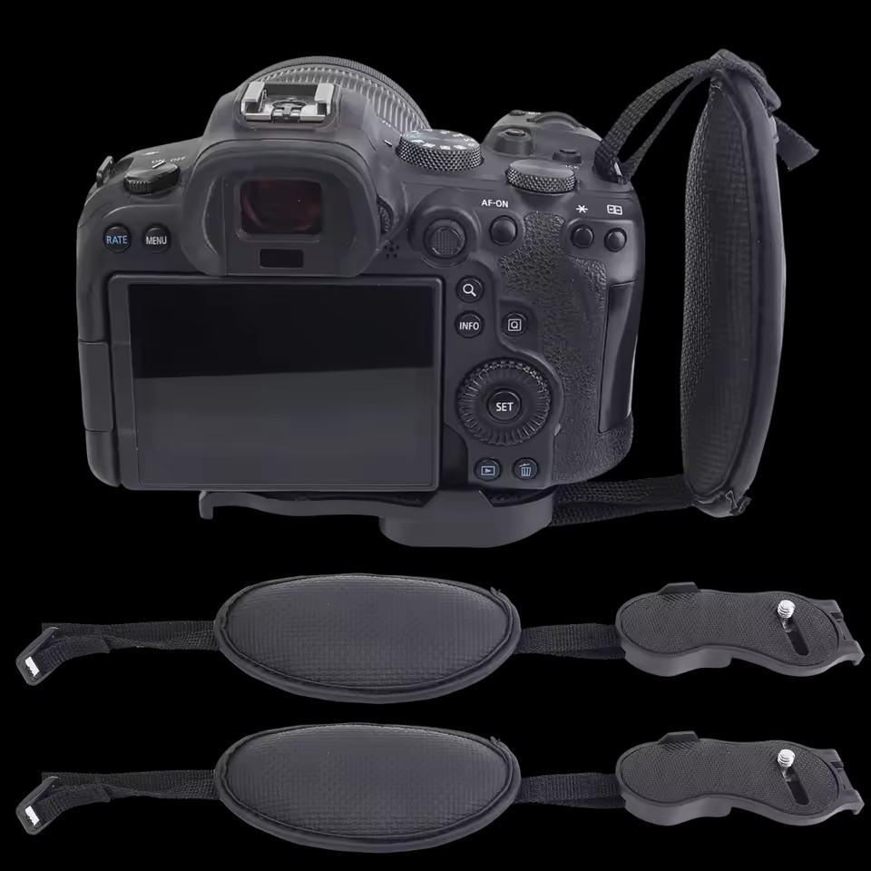 TEMU Sangle de Poignet pour Appareil Photo Reflection Numérique avec Poignée Rembourrée -Chute et Clips de Cordon de Suspension - Compatible avec