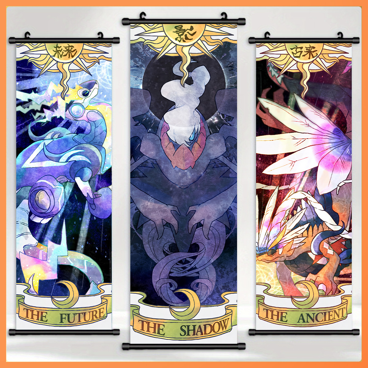 

3pcs Anime Art Scroll Set - Vintage Style Fabric Wall Posters For Decor, Fade-resistant Hd Prints, Living Room, Bedroom - Ideal For Easter, Christmas, Valentine's, Thanksgiving