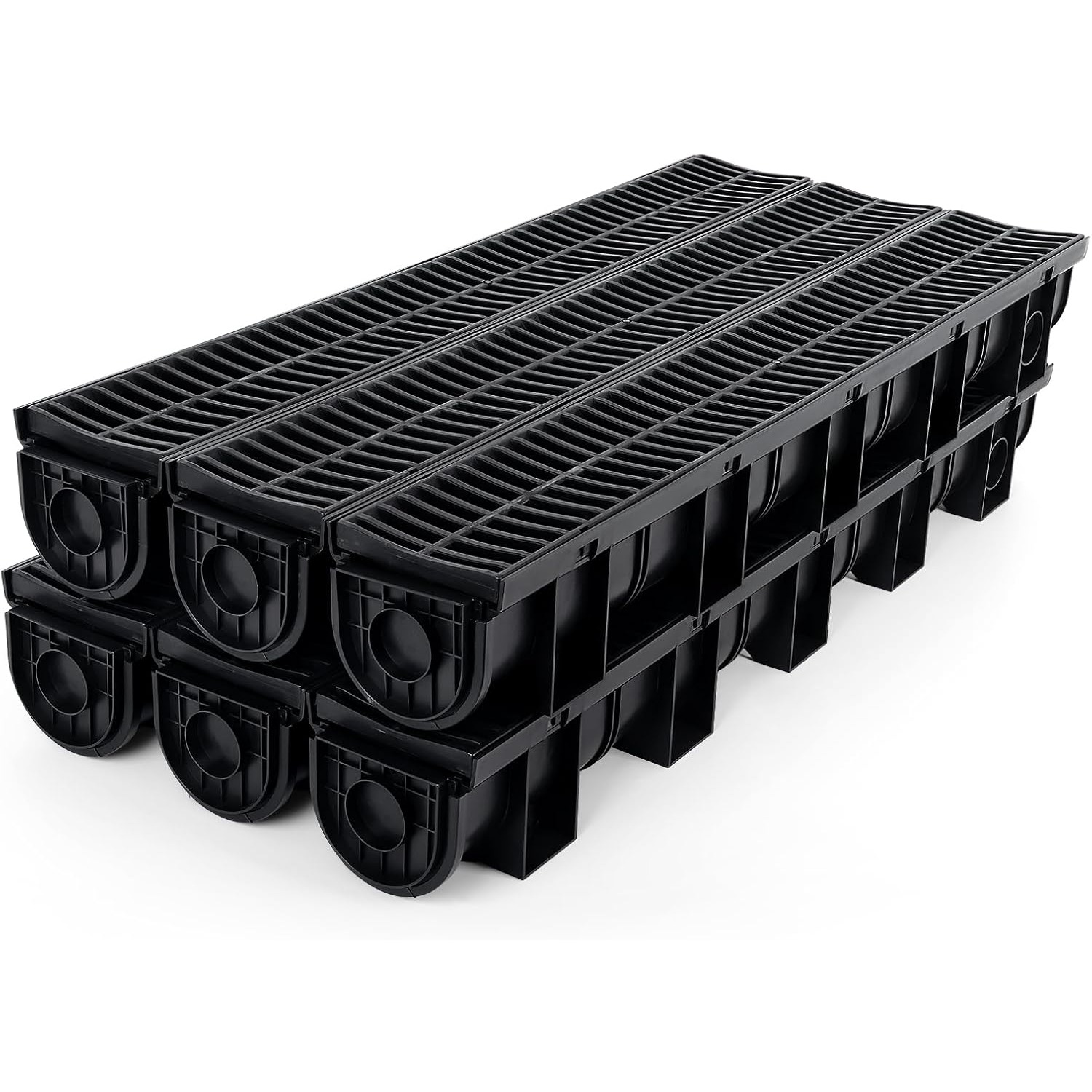   pack hdpe trench drain system heavy duty steel reinforced channel drainage   for garage flooring driveways gardens patios pool decks more effortless installation   proof design
