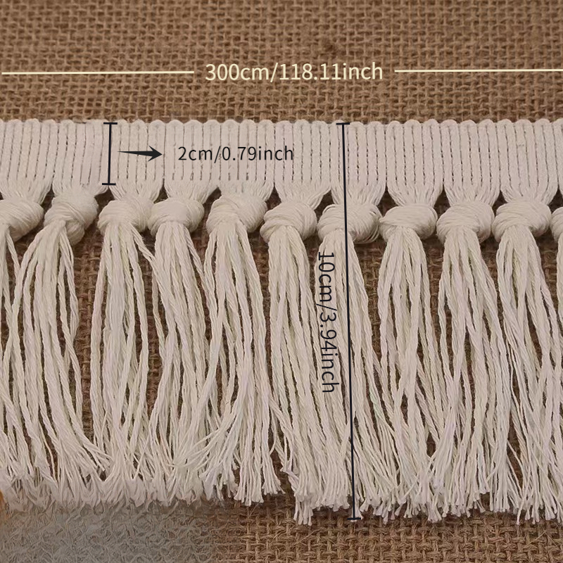 1pc, 118.11 Inches, Thread Tassel Fringe, Home Textile, Carpet, Curtain, Decorative Lace Trim, For Handmade Enthusiasts, For Home Decoration, Holiday Decor