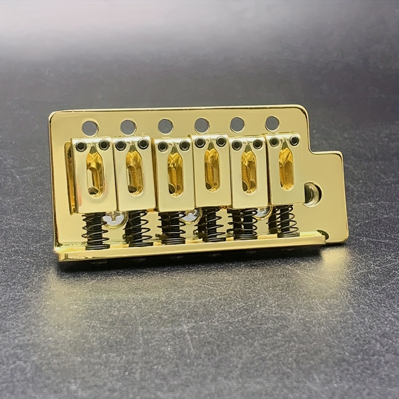 1 Set Alloy 6-String Flat Saddle Single Tremolo Bridge System for Electric Guitar, Including Bridge Plate, Tailpiece, and Installation Accessories- Silvery/Golden/Black, Guitar Hardware