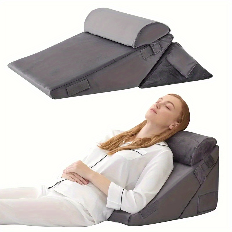 Adjustable Foam Pillow 3pcs Adjustable Foam Wedge Pillow Set Postoperative Back, Leg and Knee Support Folding Triangular Pillow for Sleeping, Preventing Acid Reflux and Snoring - Image 11