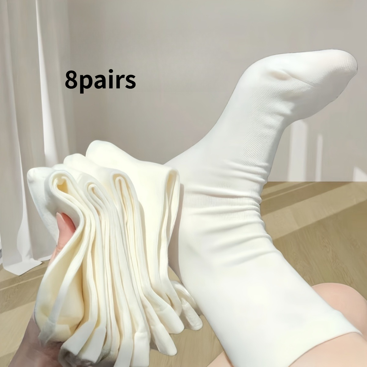 TEMU Lot de 8 paires de chaussettes coutures, chaussettes respirantes pour et , chaussettes à talon de couleur unie, chaussettes décontractées