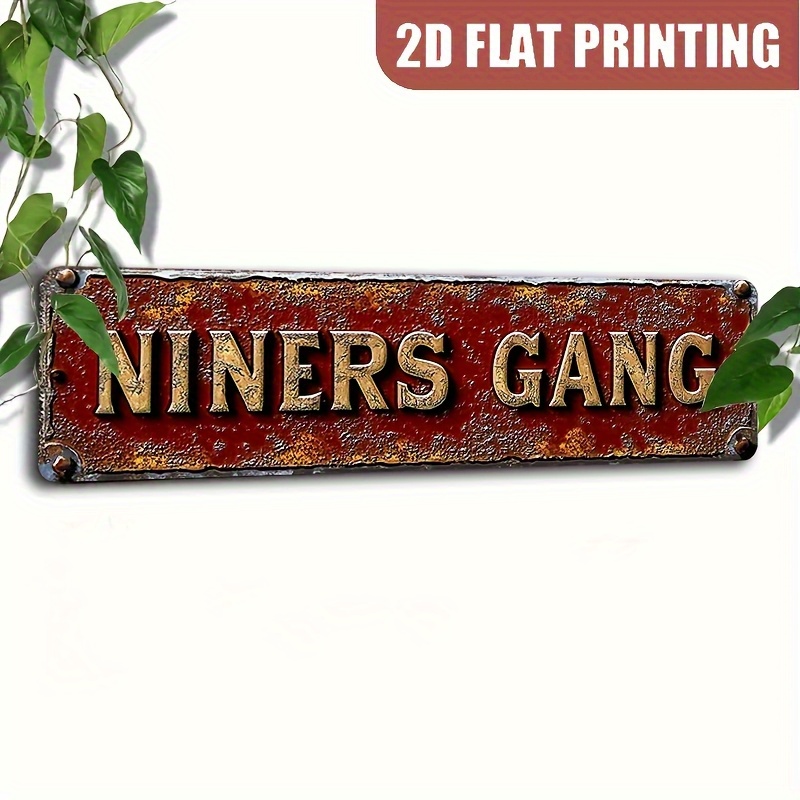 TEMU 2d Flat, 1pc Vintage Gang Football Metal Wall Art Nostalgic Red And Golden Sf Fan Cave Sign, Decor Suitable For Home, Bar, Office No