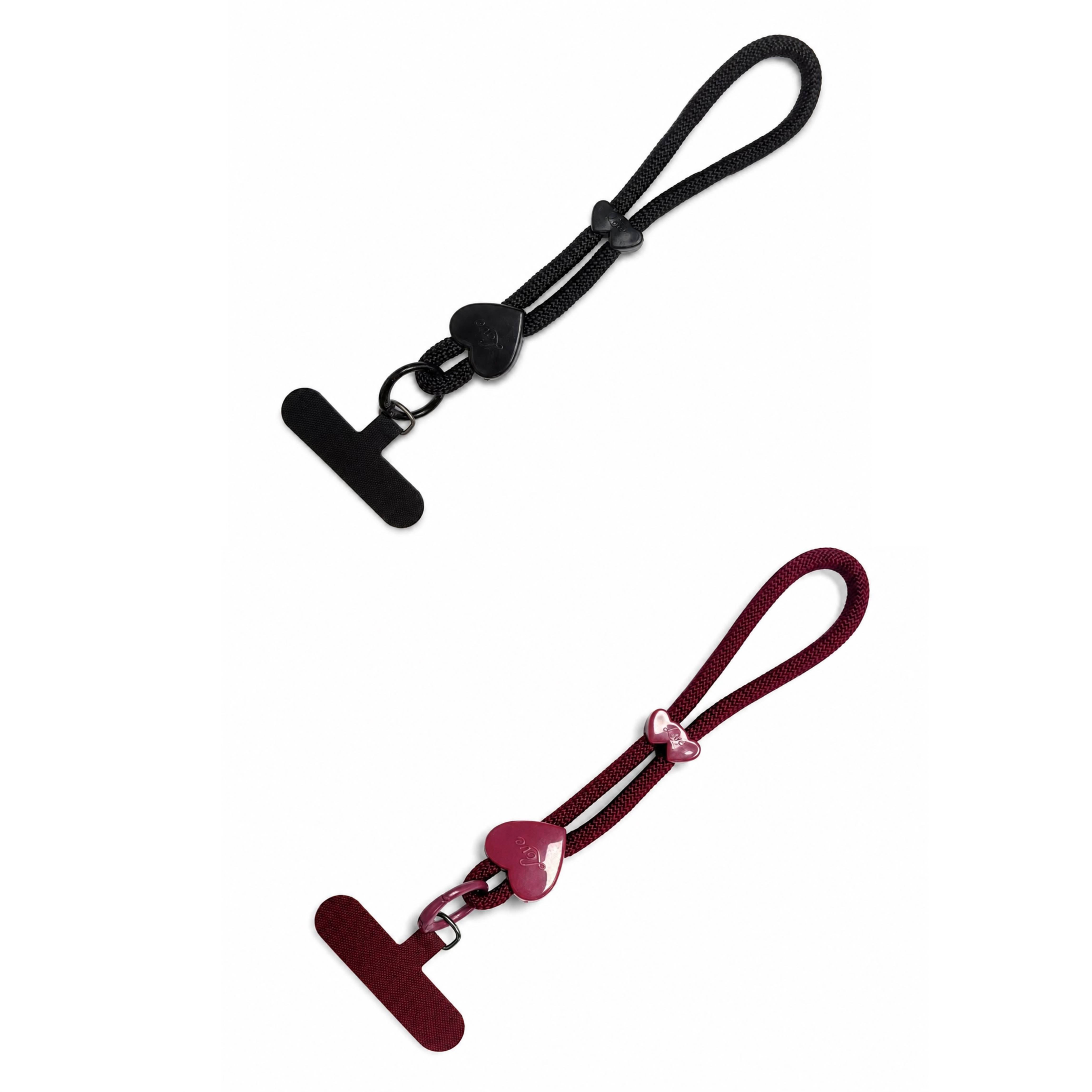 TEMU 2pcs Adjustable Phone Wrist Strap, Thick Braided Short Wristband With Heart-shaped , Anti-loss Anti-drop Phone Lanyard, -shaped Slider For Free