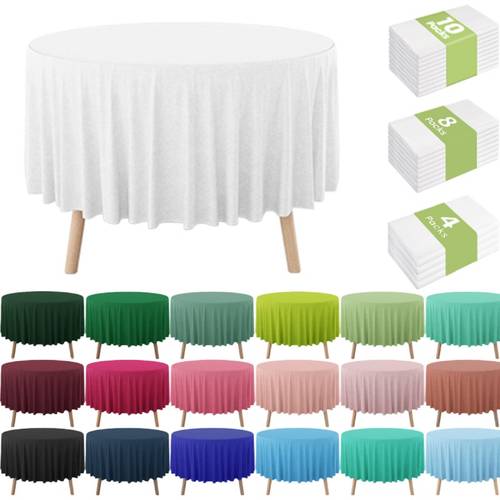 hot selling plastic disposable tablecloth and oil proof birthday wedding party round tablecloth 84in