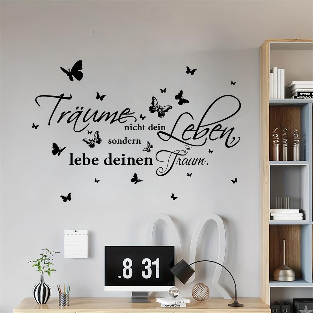Image of Wall Decals With Inspirational Quotes In English Self-adhesive Pvc Stickers Living Room, Bedroom, Wardrobe, Office, Corporate Backdrop Wall Decorations Home Decor