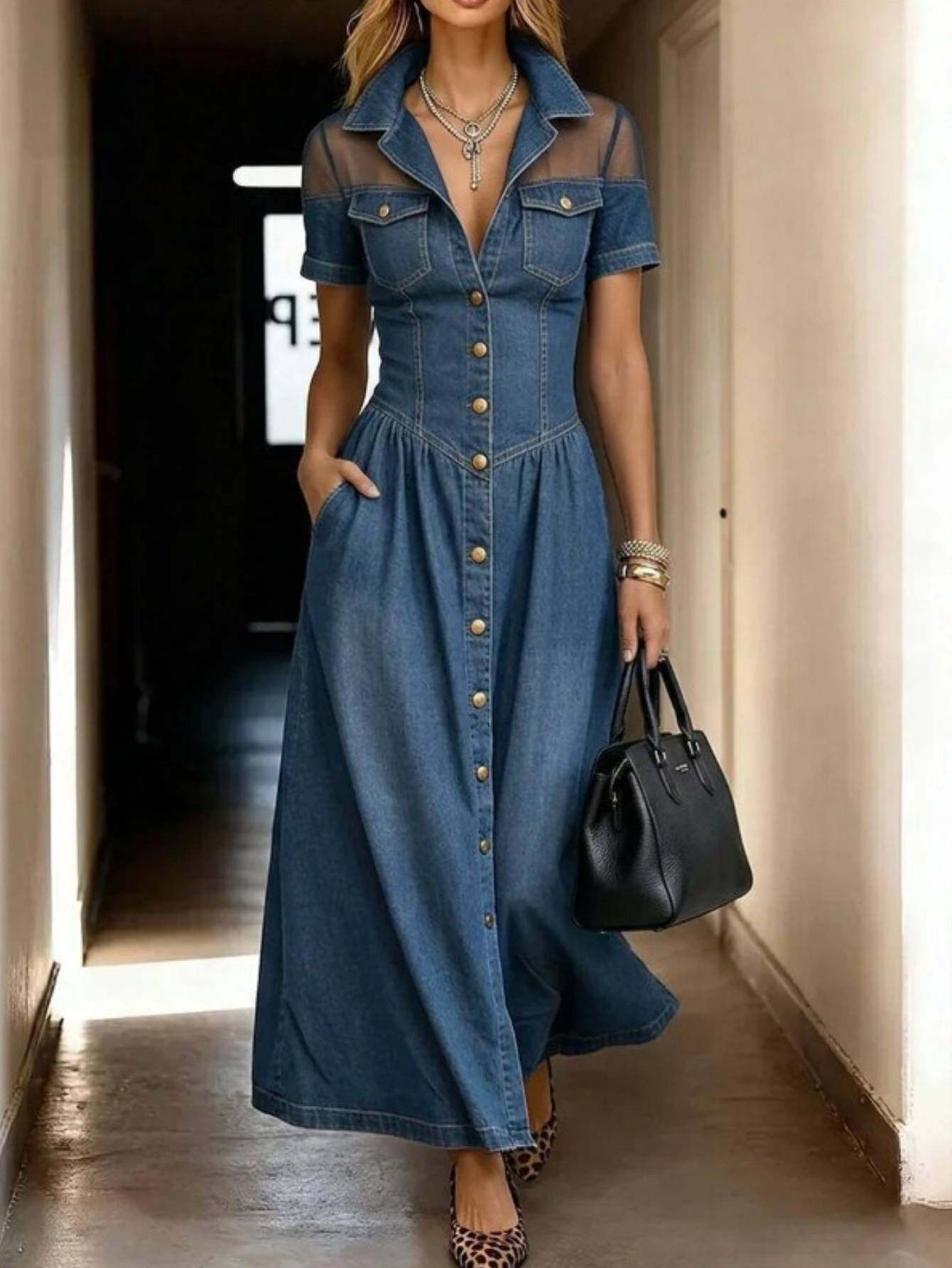 white christmas dresses Strapless Denim Jean Midi Dress M main image 1