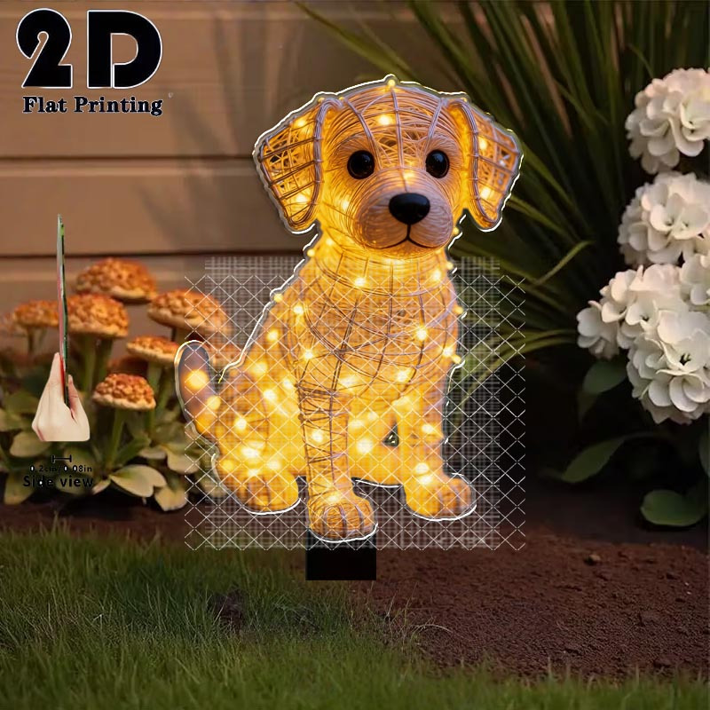 E-shop 2D Flat - 【2D Flat】 2D Flat - [2D Flat] 2D Flat . Leuchtender Effekt Hunde Garten Dekoration Erdspieß, Outdoor Hof Garten Rasen Dekoration