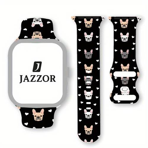 2d flat 1pc silicone watch band stylish and minimalist cute puppy with heart shaped charm comfortable soft and durable suitable for iwatch 1 2 3 4 5 6 7 se and 38 40 41 42 44 45 49mm sizes a for men and women