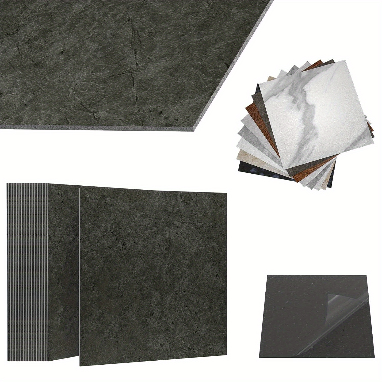 Self-adhesive Pvc Floor Tiles - Vinyl Baseboard, 54pcs, Covers 5 Square Meters, Waterproof Flooring For Kitchen, Bathroom, And Living Room