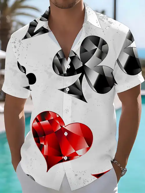 poker dress shirts Amazon.com: Dalicoter Men's Hawaiian Shirt Poker Drice Chips Print Short Sleeve Button Down Casual Shirts-C1-S : Clothing, Shoes & Jewelry