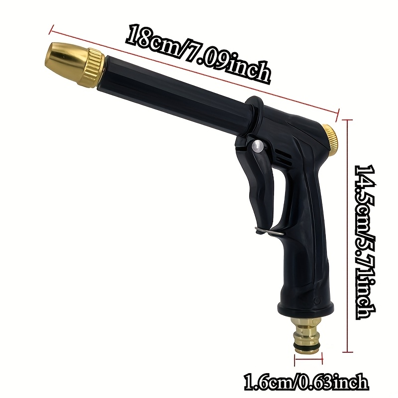TEMU 1pc High-pressure Water Gun With Adjustable Nozzle- Ergonomic Portable Garden Hose Sprayer For Car Washing, Pet Cleaning, Rv, And Outdoor Use-