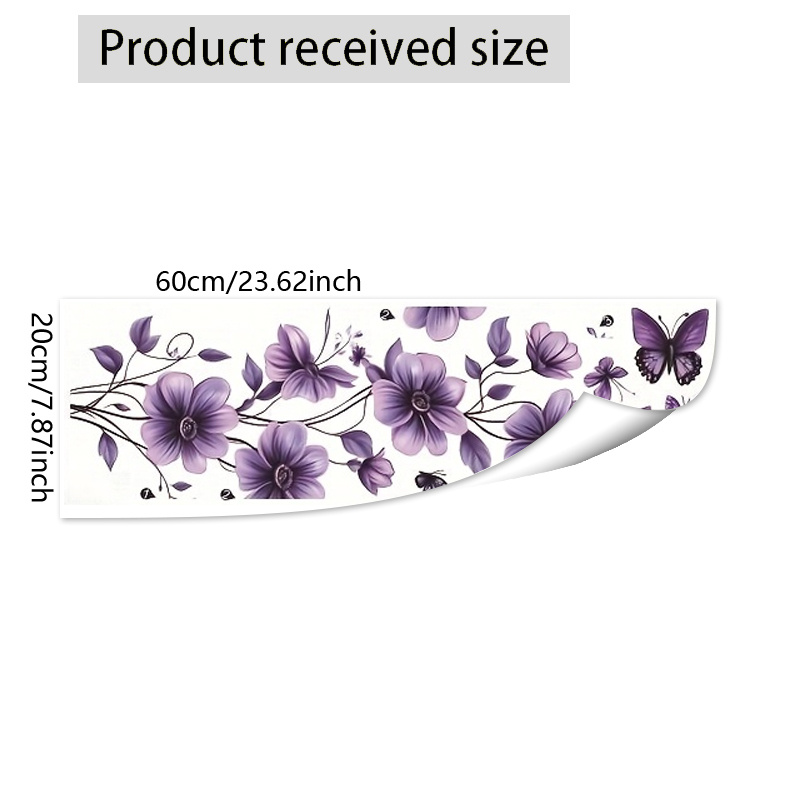 Image of 1pc Of Purple Floral Wall Sticker, Removable Floral Decoration That Easily And . Suitable For Living Rooms, Bedrooms, Doors, , Sofas, And Tv Background Walls. A Creative And Fun Item For Home Decor