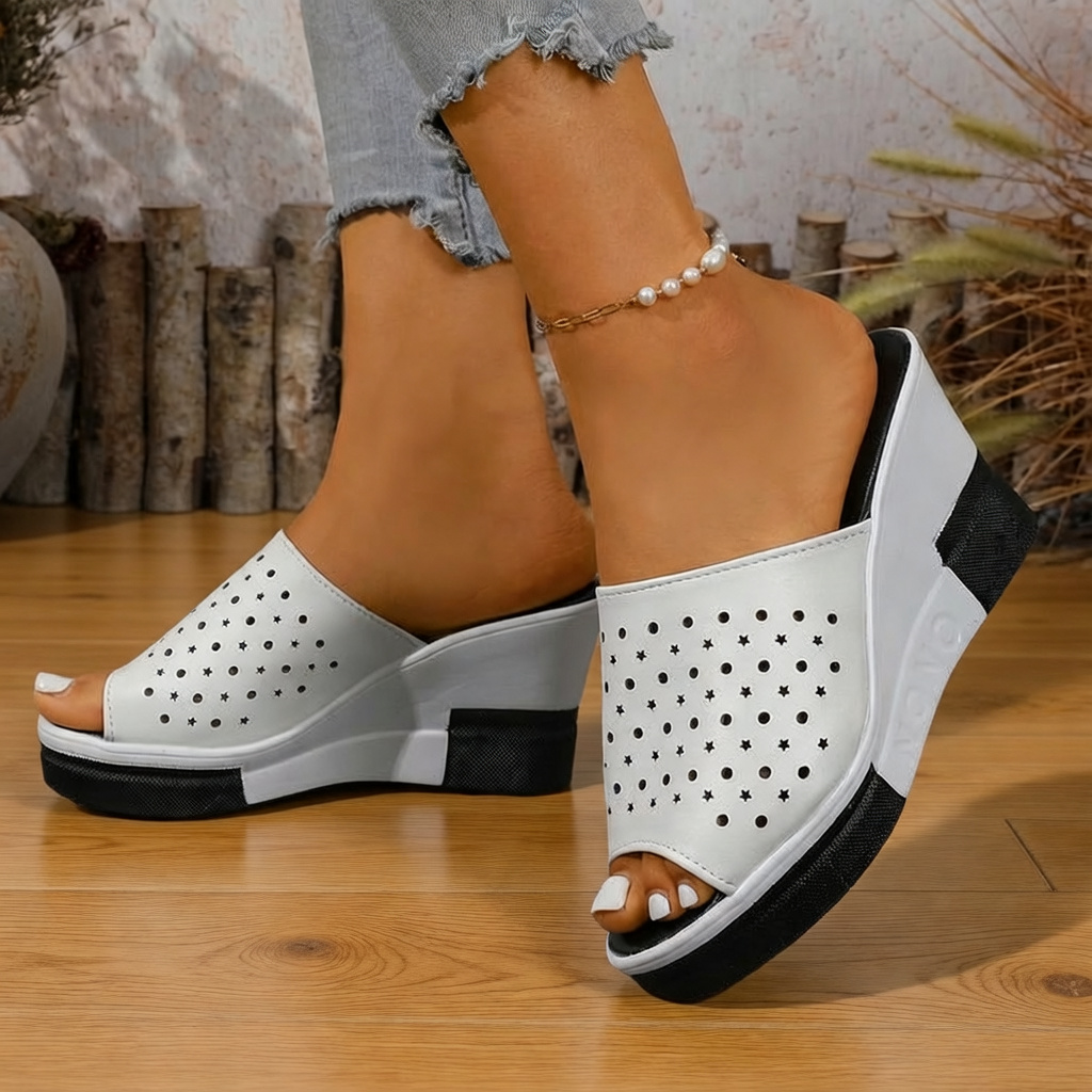TEMU Ultra-high Heel (over 8cm) Pu Rubber Slip-on Sandals In Bag, 0.25cm Wedge Heel, Women Shoes