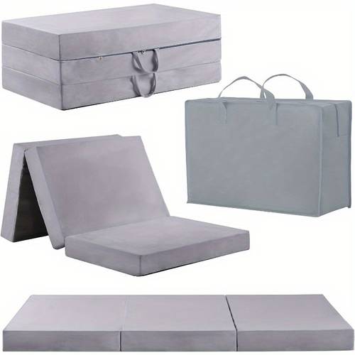 tri foldable floor for adults 4 inch twin folding with washable and removable cover for camping living room light grey