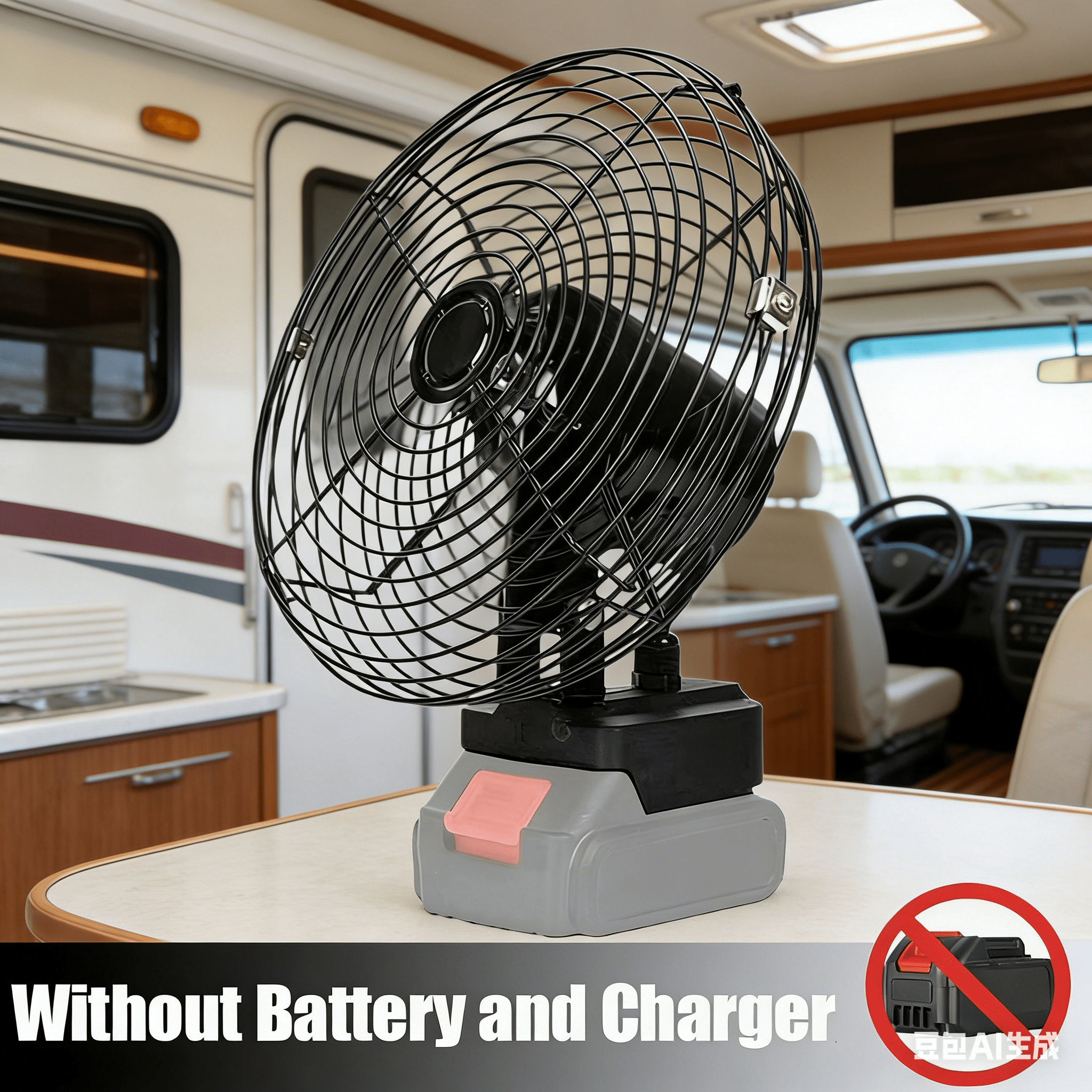 High Power Dual-Speed Camping Fan, Rechargeable Portable Fan for RV Camper Car Travel Hiking, Compatible with Makita ( Not Included)
