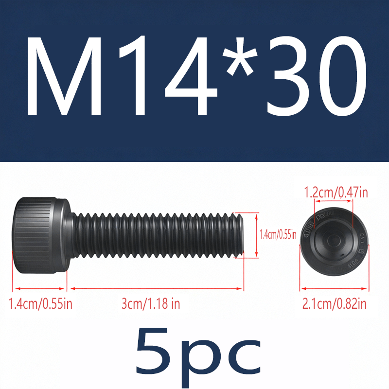 Bulloni Esagonali In Acciaio Grado 12.9 – Filettatura M14 A M24 – Lunghezza 65-200mm – Nero