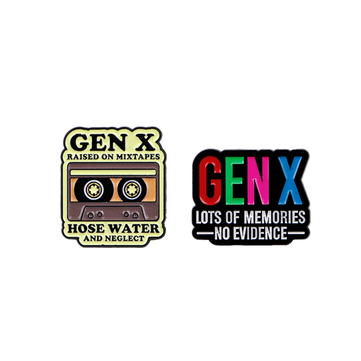 TEMU 2d Flat 2pcs Enamel Pin Set Retro Cassette Tape Lots Of Memories Funny Meme Metal Lapel Brooch Hat Backpack Badge Generation Gift