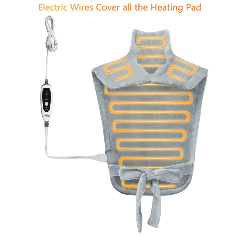 large weighted heating pad for neck and shoulders fast heating 4 temperature settings auto shut off full body     electric heating pad grey 33 x22 Product details 6