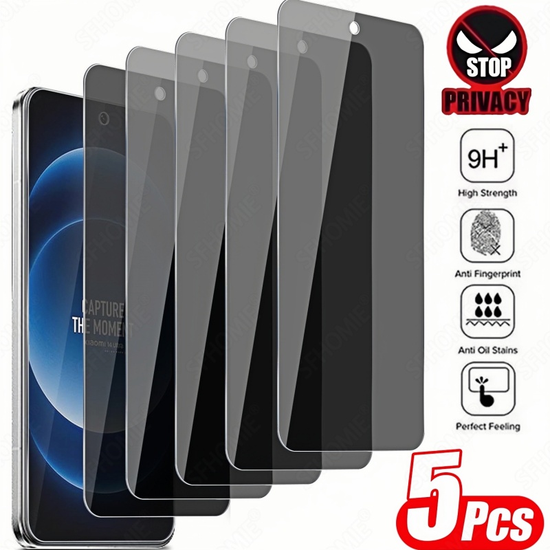 TEMU 5pcs Privacy Tempered Glass Screen Protector For Xiaomi For Redmi Note 14 12 12s 13 Pro 4g 5g For Redmi 10 10a 10c 12 12c 13 13c 14c Full Screen