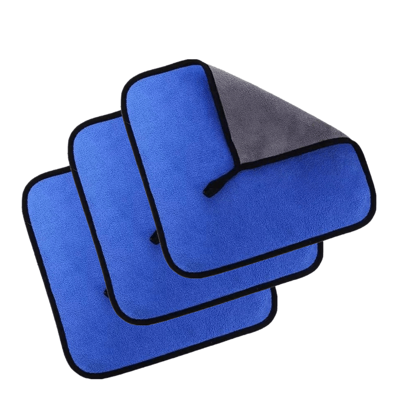 TEMU 3pcs Set Of Microfiber Car Wash Towels, Soft And Quick-drying, Car Window Mirror Polishing Cloth, Home Double-layer Cleaning Towels