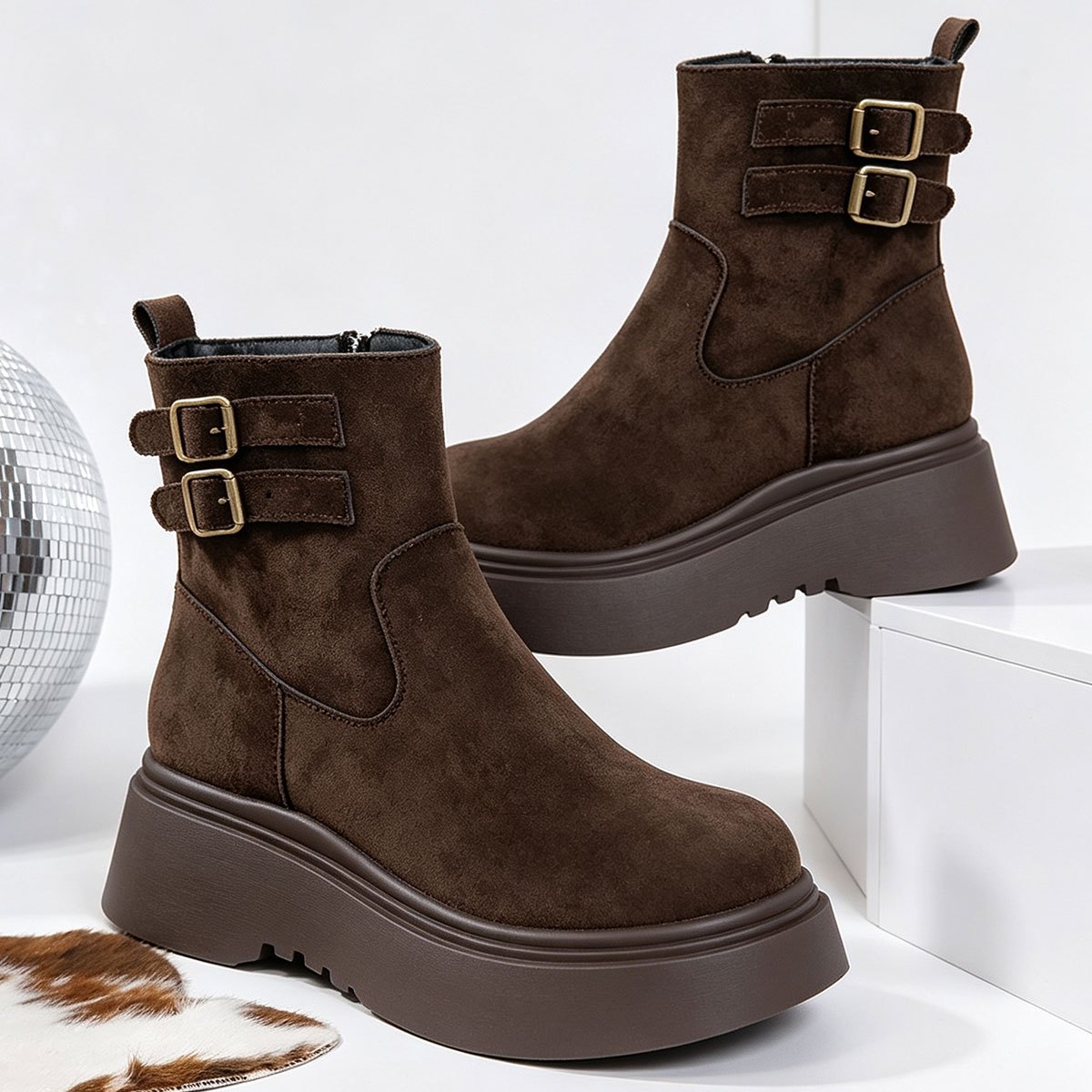 TEMU da donna taglie forti vestibilit� con cerniera laterale, stivaletti casual a met� polpaccio con punta e design con fibbia in metallo, e , adatti
