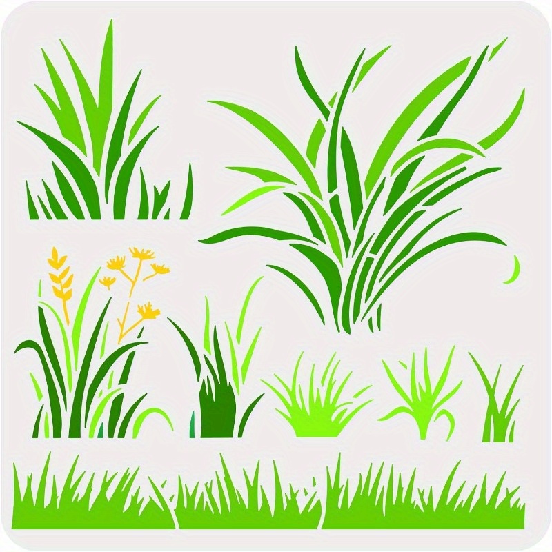 Image of 1pc Durable 8-inch Pet Water Grass Stencil Template For Art On Walls, Wood, And Furniture – Versatile Leaf Plant Patterns Including Aquatic And Terrestrial Plants
