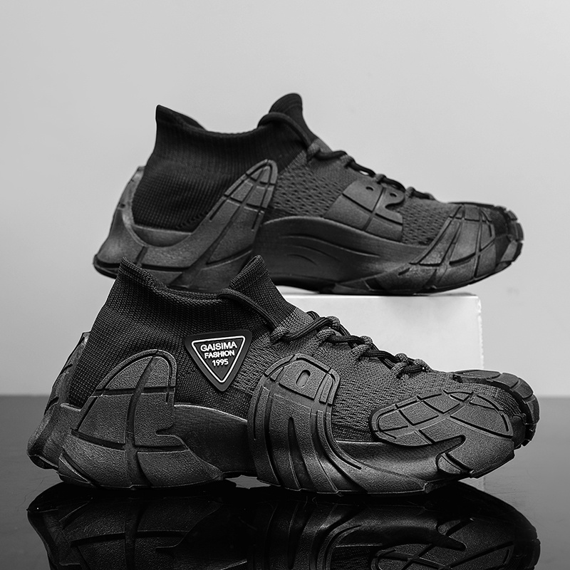 Men's Mesh Breathable Sneakers with Thick Soles, Anti-Slip Running Shoes, Shock-Absorbing, Wear-Resistant Jogging Shoes, Fashionable, Dry, Comfortable Casual Shoes
