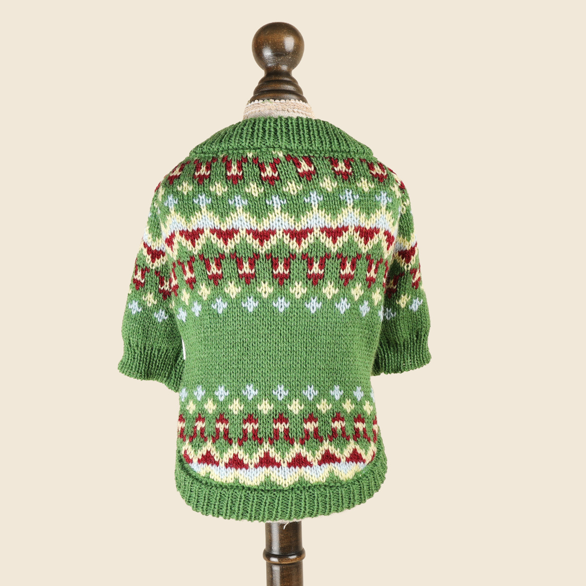 TEMU Vintage Fair Isle Christmas Sweater, Soft Stretchy Knit Fabric, Dachshund Small Autumn Winter Warm Top, Christmas Holiday Party Atmosphere