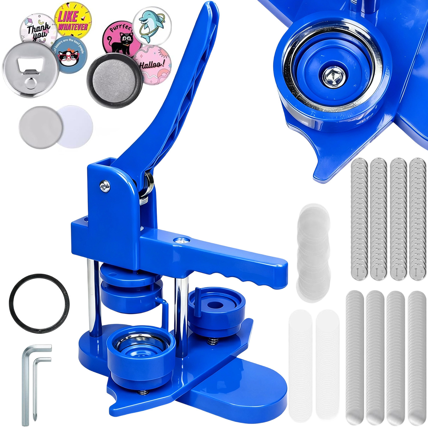 Image of Button Maker Machine 58mm, Pin Maker Machine Kit With 100 Buttons, Designs For Diy Crafts