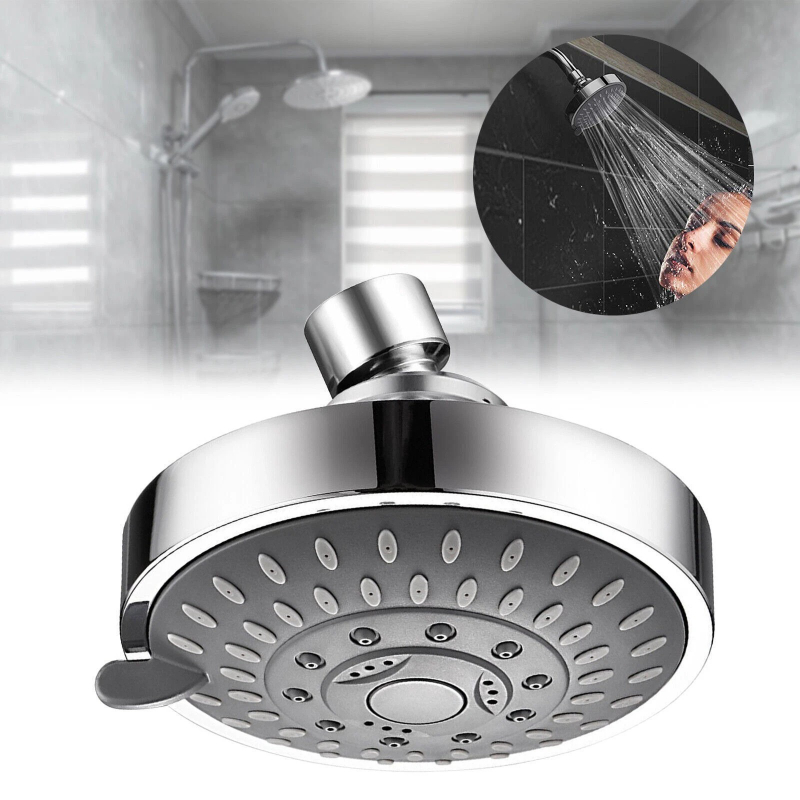 Adjustable 5-Setting Round Chrome Shower Head
