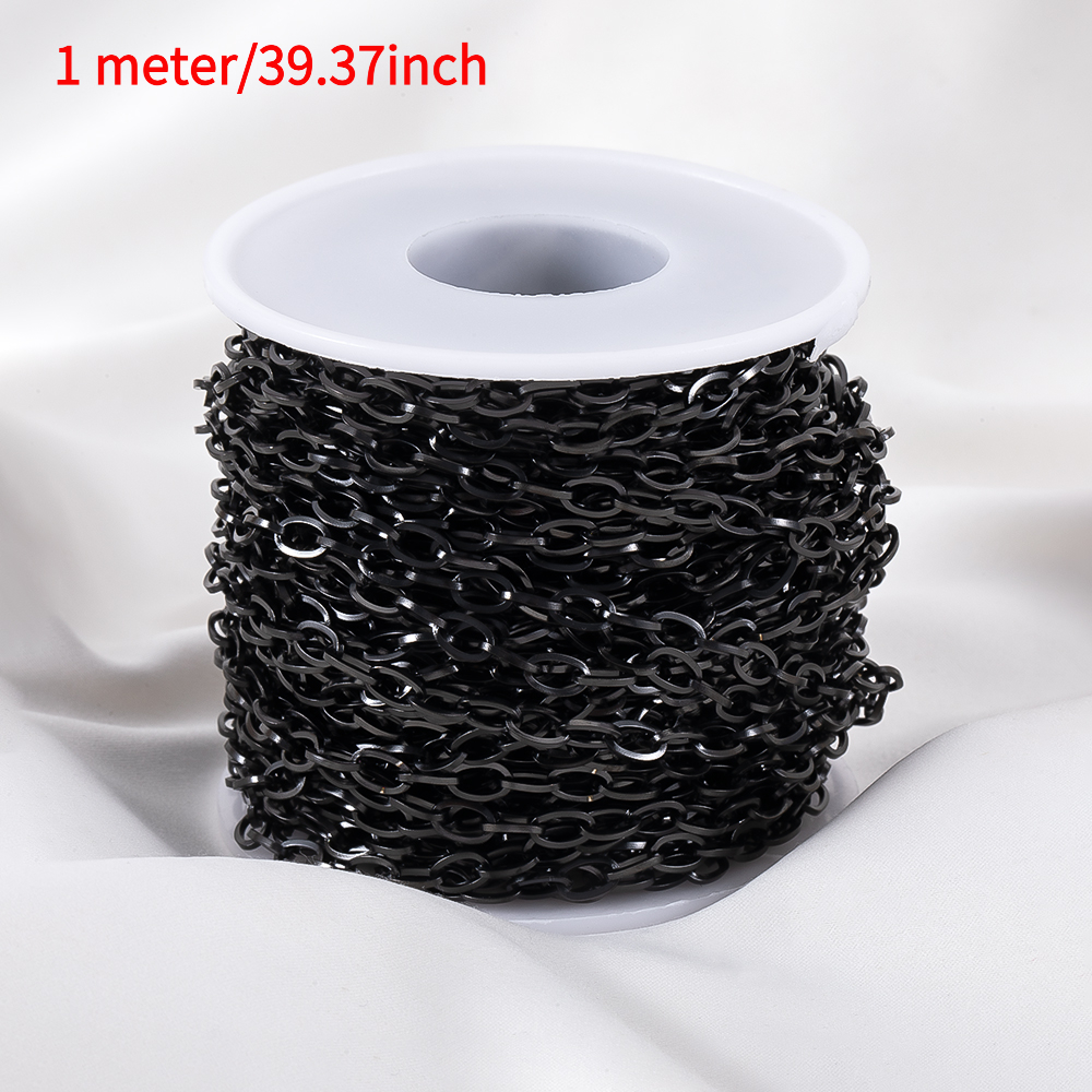 TEMU 1 Meter Of 304 304 Stainless Steel O-shaped Chain, Oval Chain, Color-retaining Chain For Necklace And Bracelet Additions