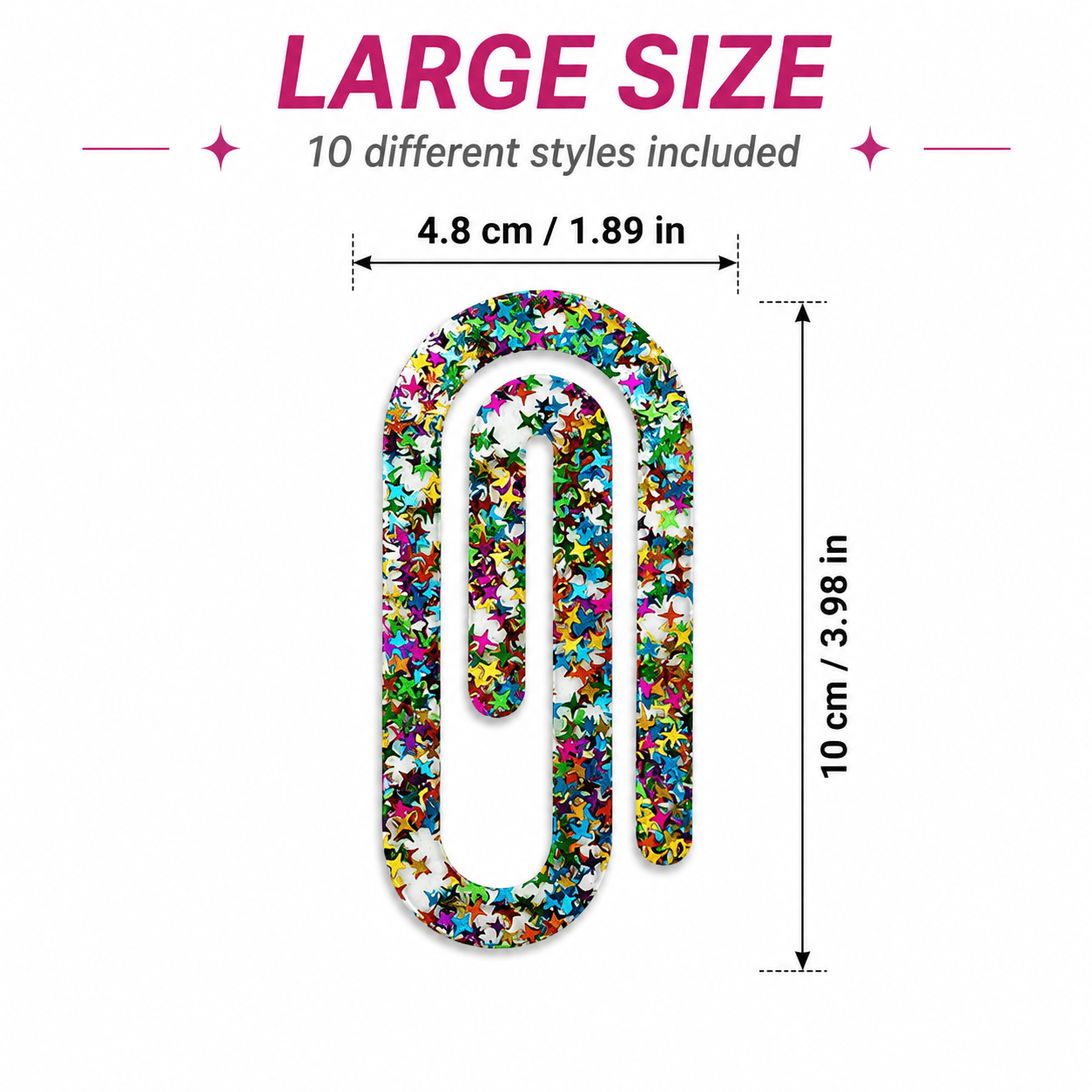 TEMU 10 pinzas de papel acrílicas grandes, 10 pinzas de papel coloridas con de estrella, marcadores de página de marcadores de página coloridos,