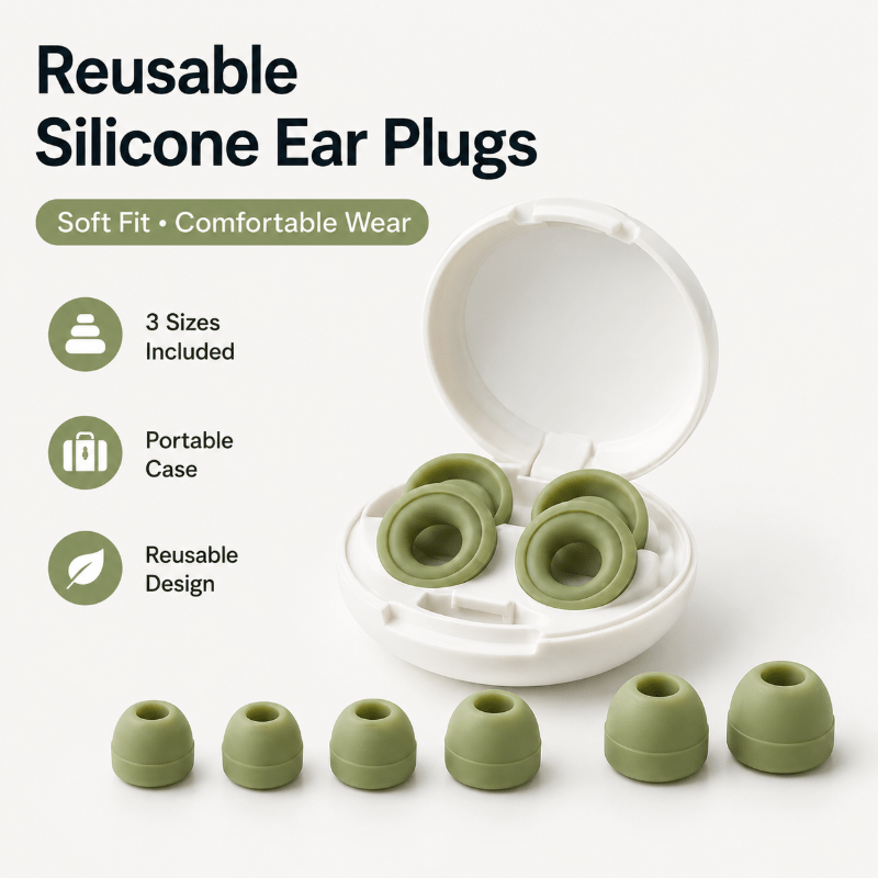 TEMU Bouchons d'oreille confortables en silicone pour la relaxation et le , ensemble réutilisable multi-tailles avec mini étui, pour dormir, et les