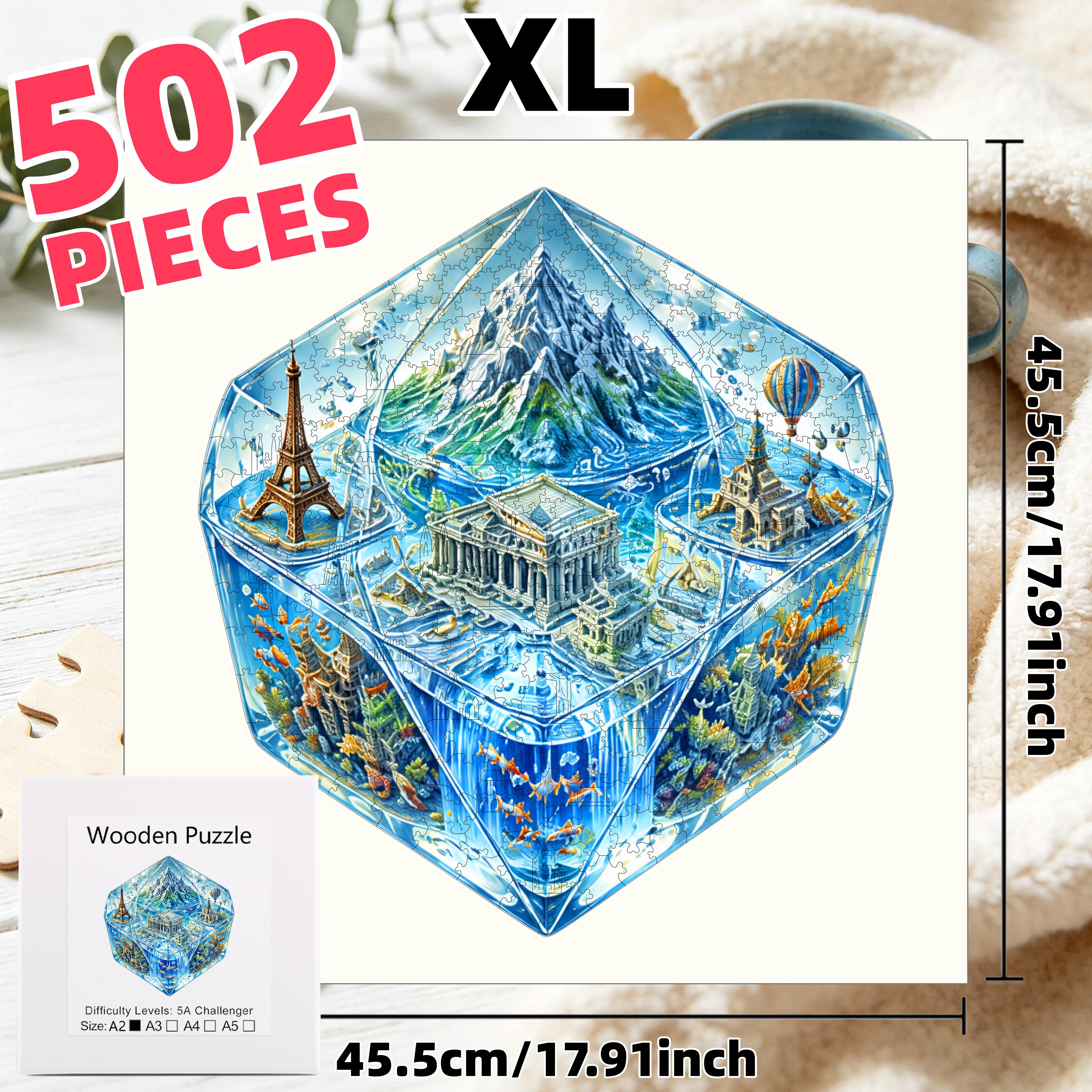 502pcs Crystal Cube World Wooden Puzzle, High Difficulty Gift
