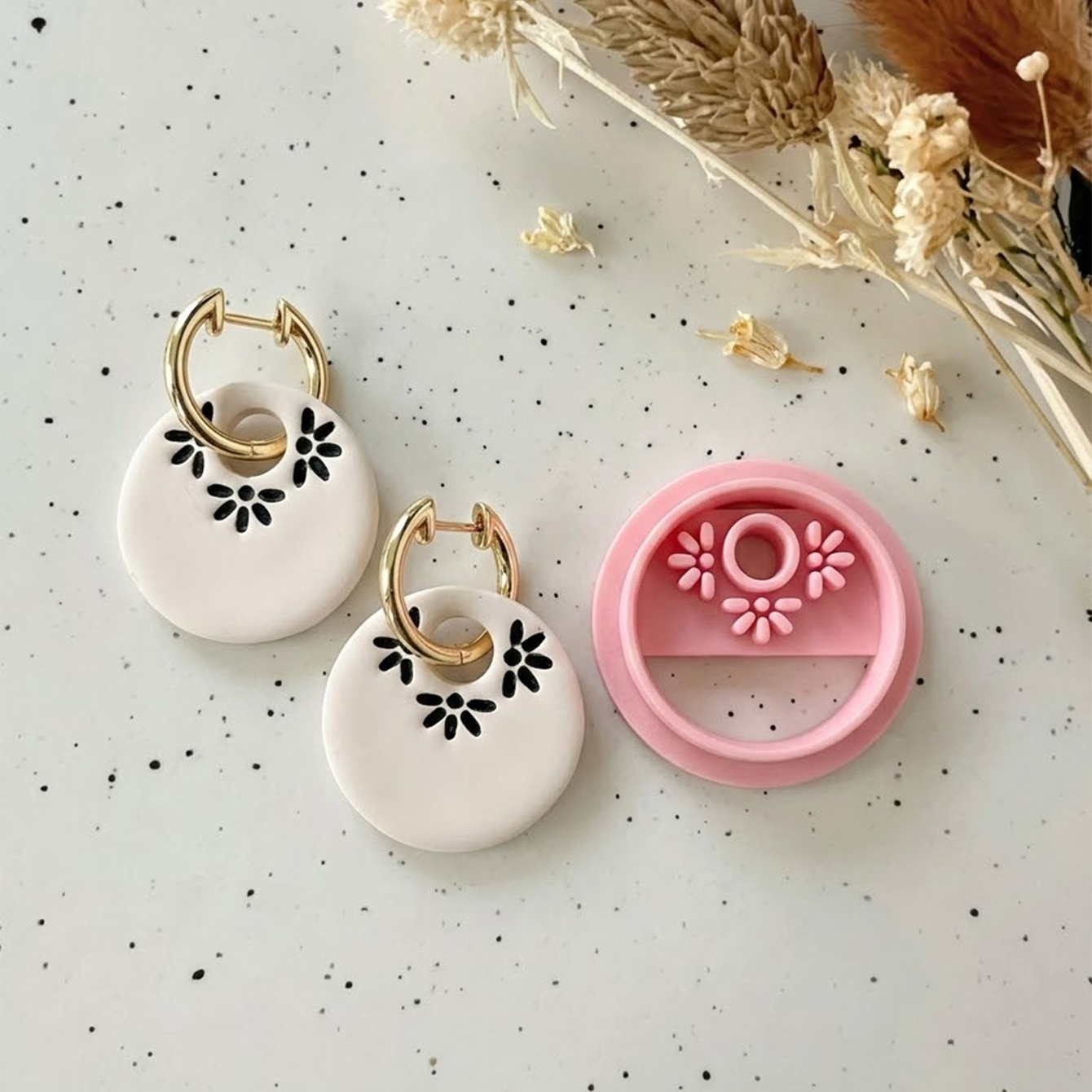 TEMU . Gänseblümchen Blumenkreis Polymer Clay Ohrring , PLA 3D-gedruckte Tonform, Bastelwerkzeug für Boho Schmuckherstellung