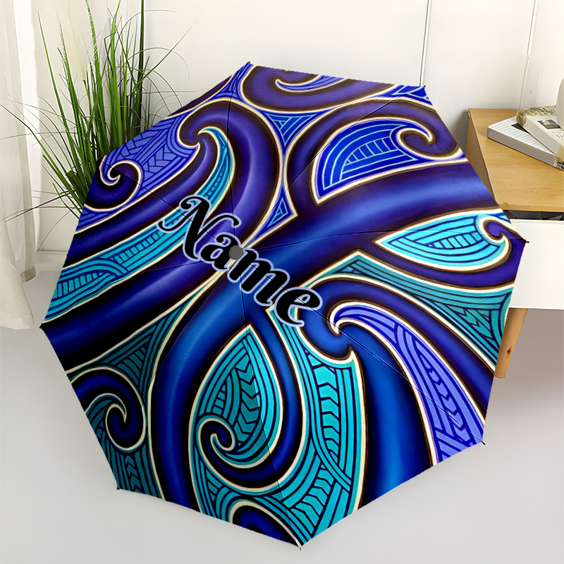 TEMU 1 Customizable Maori Flag Print Umbrella, Featuring An 8-bone Folding Design, Automatically And Is Stylish And Lightweight, Making It An Ideal