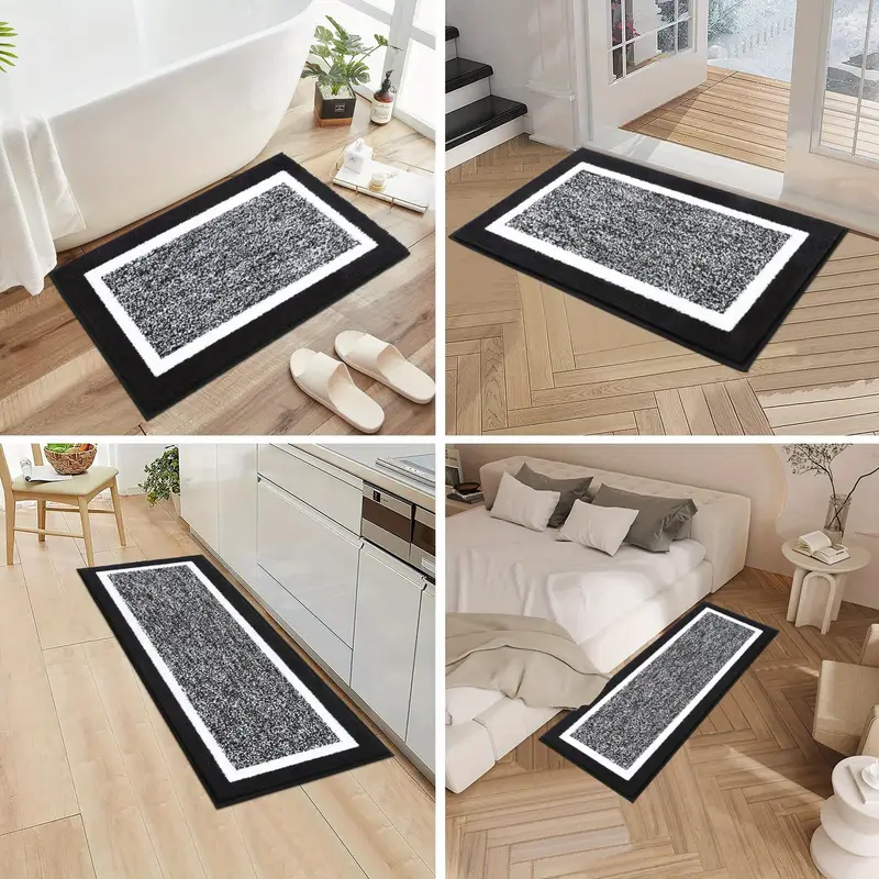 bathroom rug mat set 3pcs microfiber shaggy bath set non slip ultra soft carpet mats absorbent with u shaped toilet for bathroom tub shower home decor Product details 5