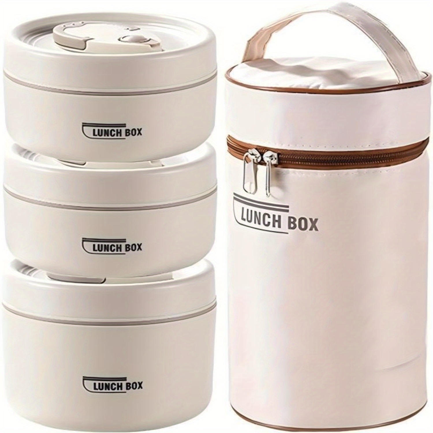 A Set of Insulated Lunch Boxes And an Insulated Bag - Three-Layer Stainless Steel Insulated Bowls + 1 Insulated Bag, Sealed And Insulated Lunch Boxes, Suitable for School, Office, Outdoor Camping, And Home Use, Microwave Safe.